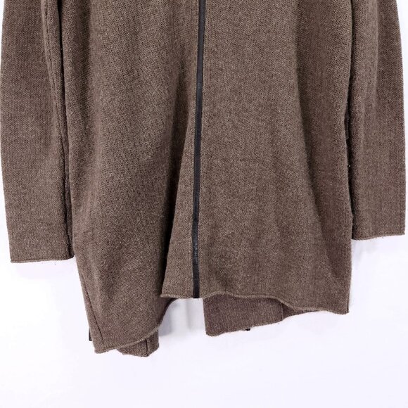 Vince Cardigan Alpaca Wool Cashmere Size Small Heavy Knit Leather Trim Relaxed - Picture 11 of 14